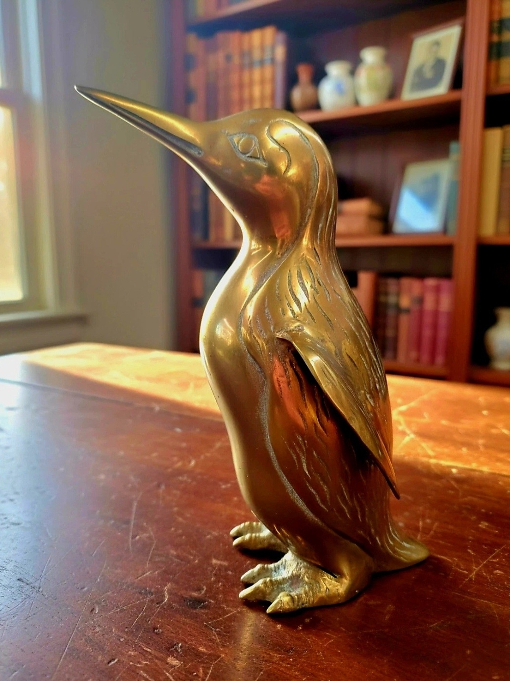 Vintage Hollywood Regency brass penguin sculpture 10" Mid-Century Collectible